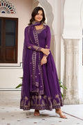 Prazu Fashion Violet Georgette Thread With Sequence Work Anarkali Suit