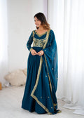 Royal Blue Faux Georgette Embroidered Sequin Anarkali Suit
