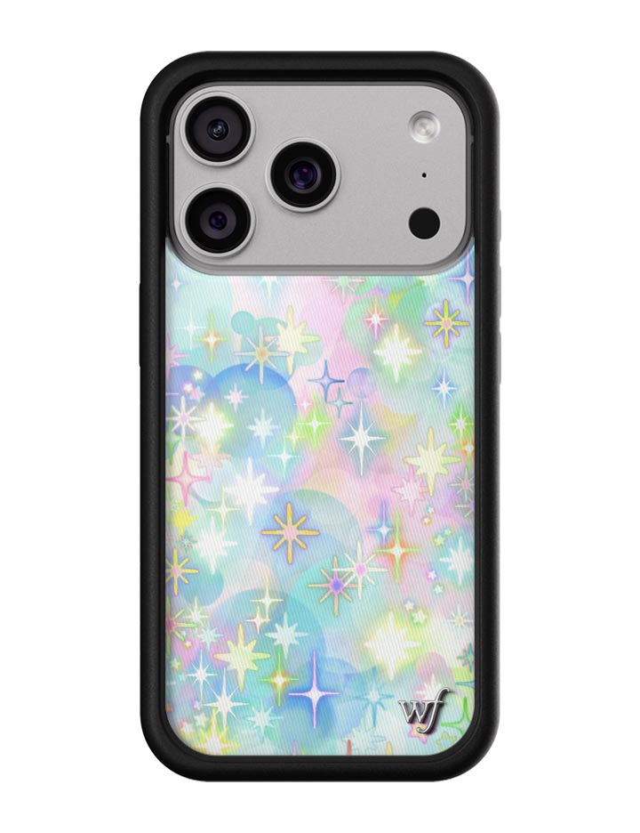 Sparkle City iPhone Case with Pastel Star Print and Black Bumper
