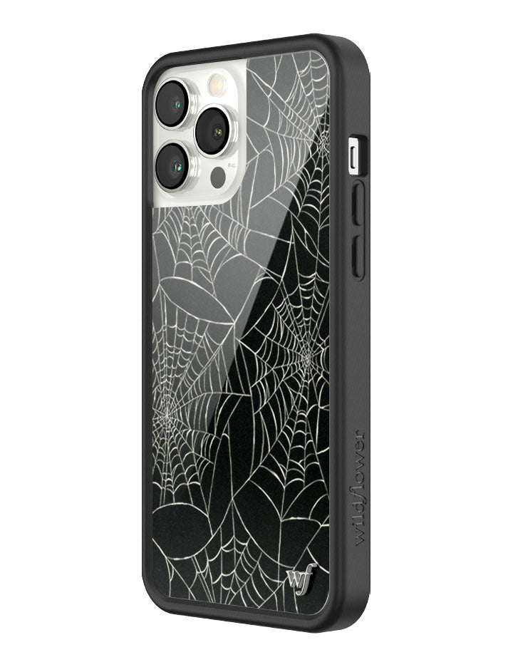 Itsy Bitsy Spider Web Pattern iPhone Case in Black - Image 40