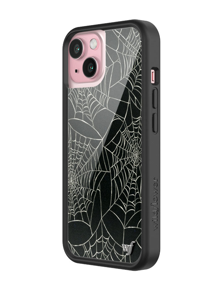 Itsy Bitsy Spider Web Pattern iPhone Case in Black - Image 32