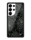 Itsy Bitsy Spider web design Samsung Galaxy phone case in black with white web patterns