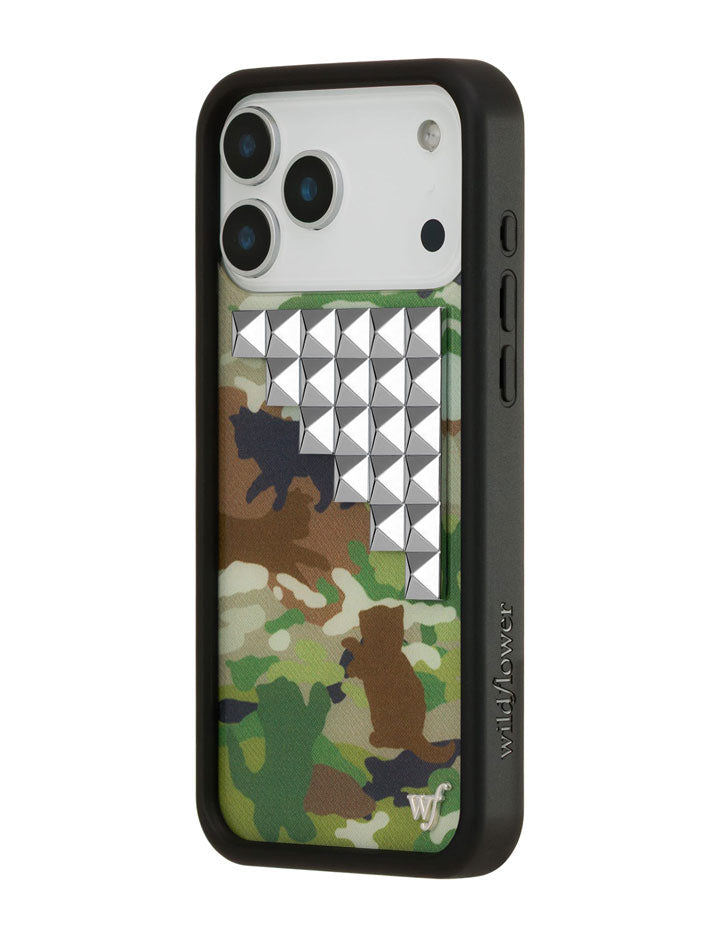 Cat Camo Stud iPhone Case with Protective Rubber Bumper - Image 2
