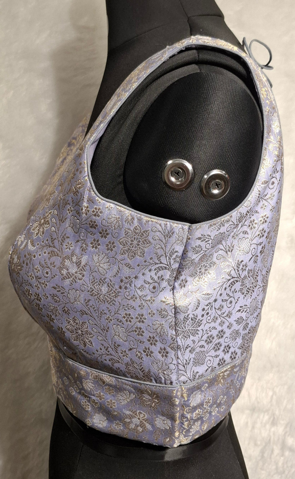Mauve Benarsi Blouse with Gold and Silver Weave