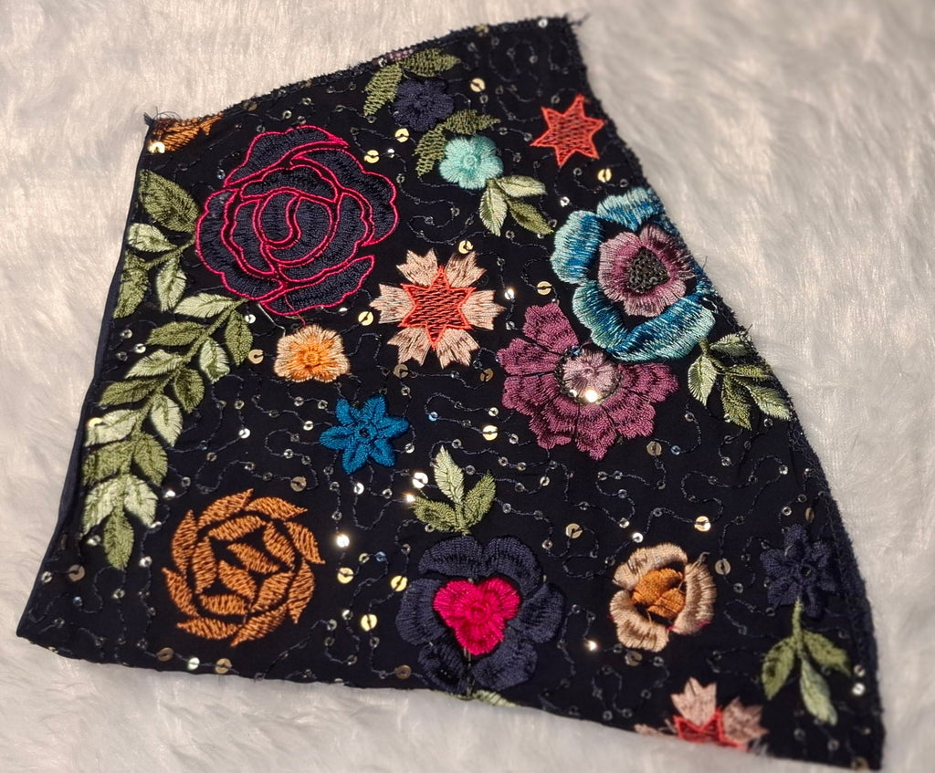 Navy Blue Multi Color Embroidered Readymade V-Neck Blouse