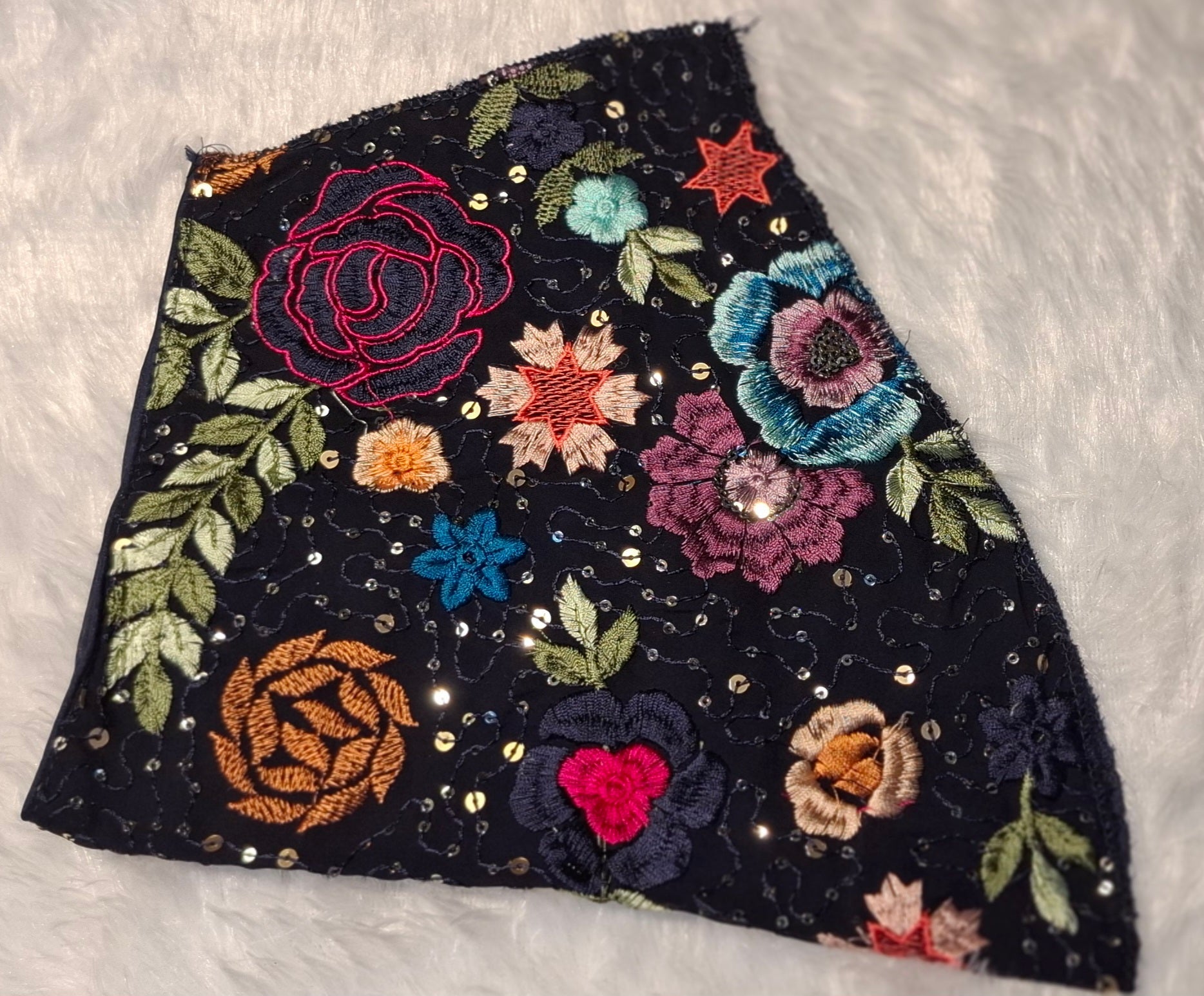 Navy Blue Multi Color Embroidered Readymade V-Neck Blouse