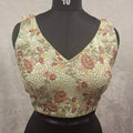 Pistachio Green Georgette readymade blouse with multicolor embroidery and sequins