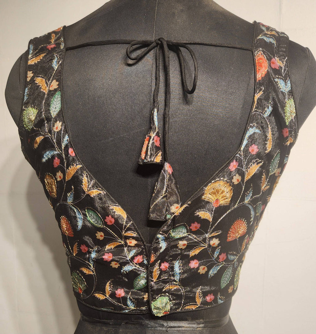 Black Sequins & Zari Embroidered Readymade Blouse