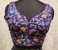 Eggplant purple readymade blouse with gold zari embroidery and sequin work, sweetheart neckline