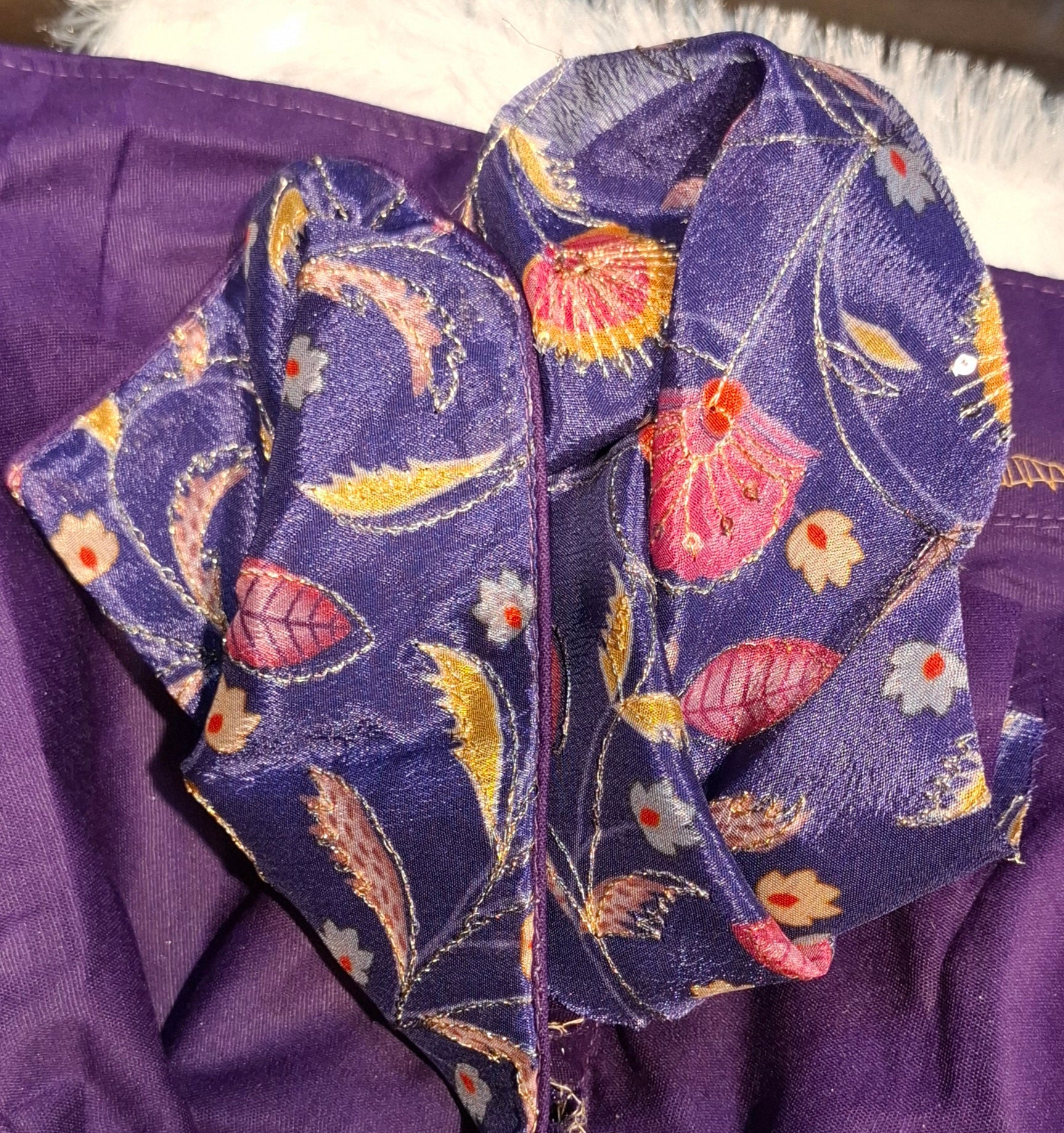 Eggplant Purple Sequin & Zari Embroidered Readymade Blouse