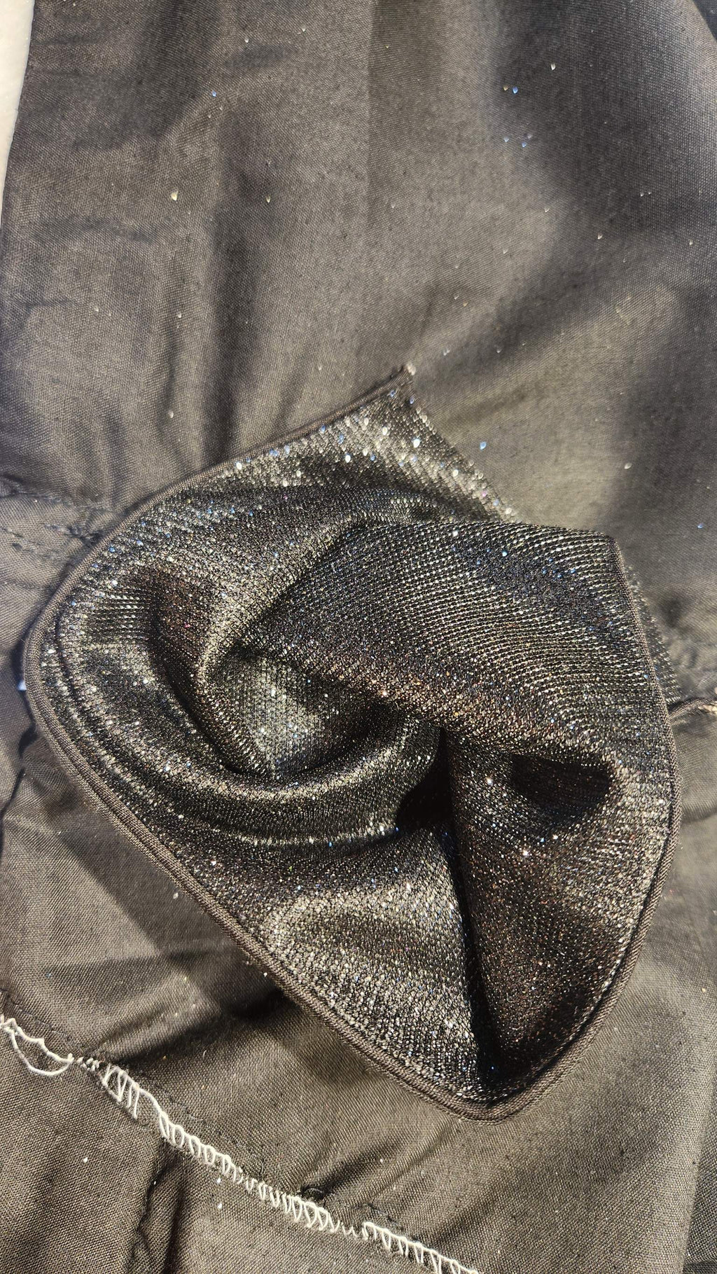 Black Shimmer Dual Tone Glitter Readymade Blouse with V-Neck