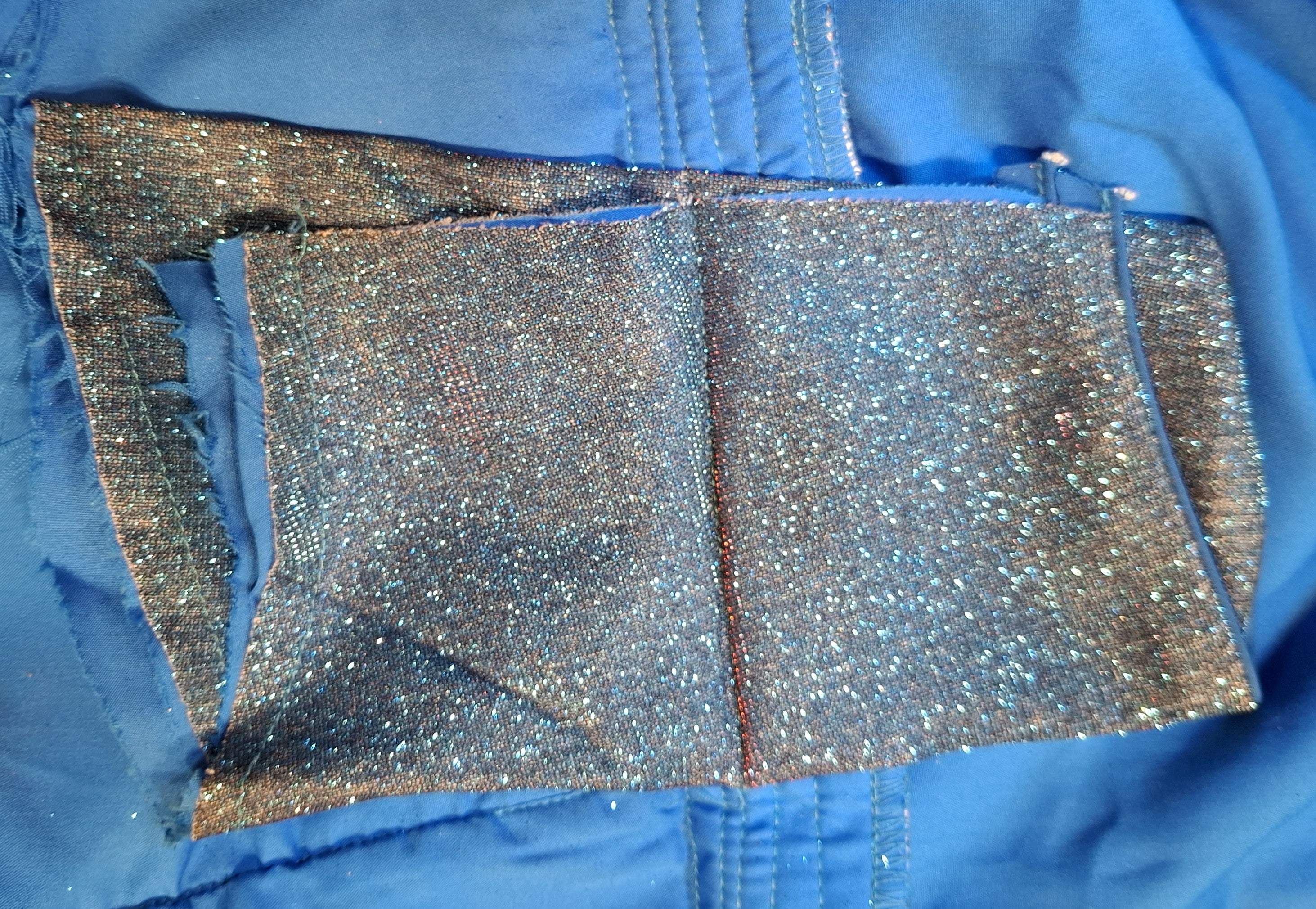 Blue Red Dual Tone Glitter Readymade V-Neck Blouse
