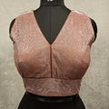 Dusty Pink Dual Tone Glitter Readymade V-Neck Blouse