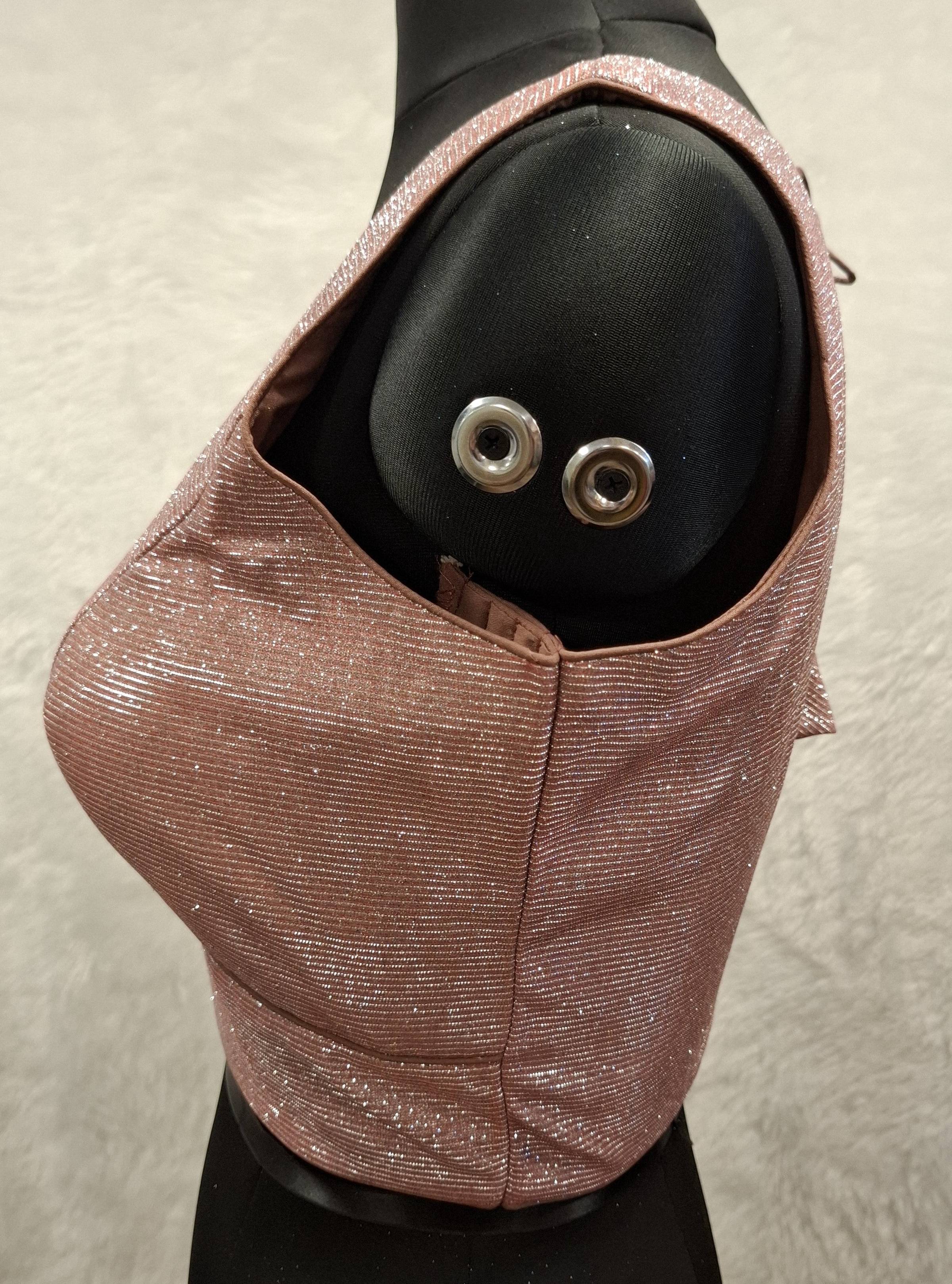 Dusty Pink Dual Tone Glitter Readymade V-Neck Blouse