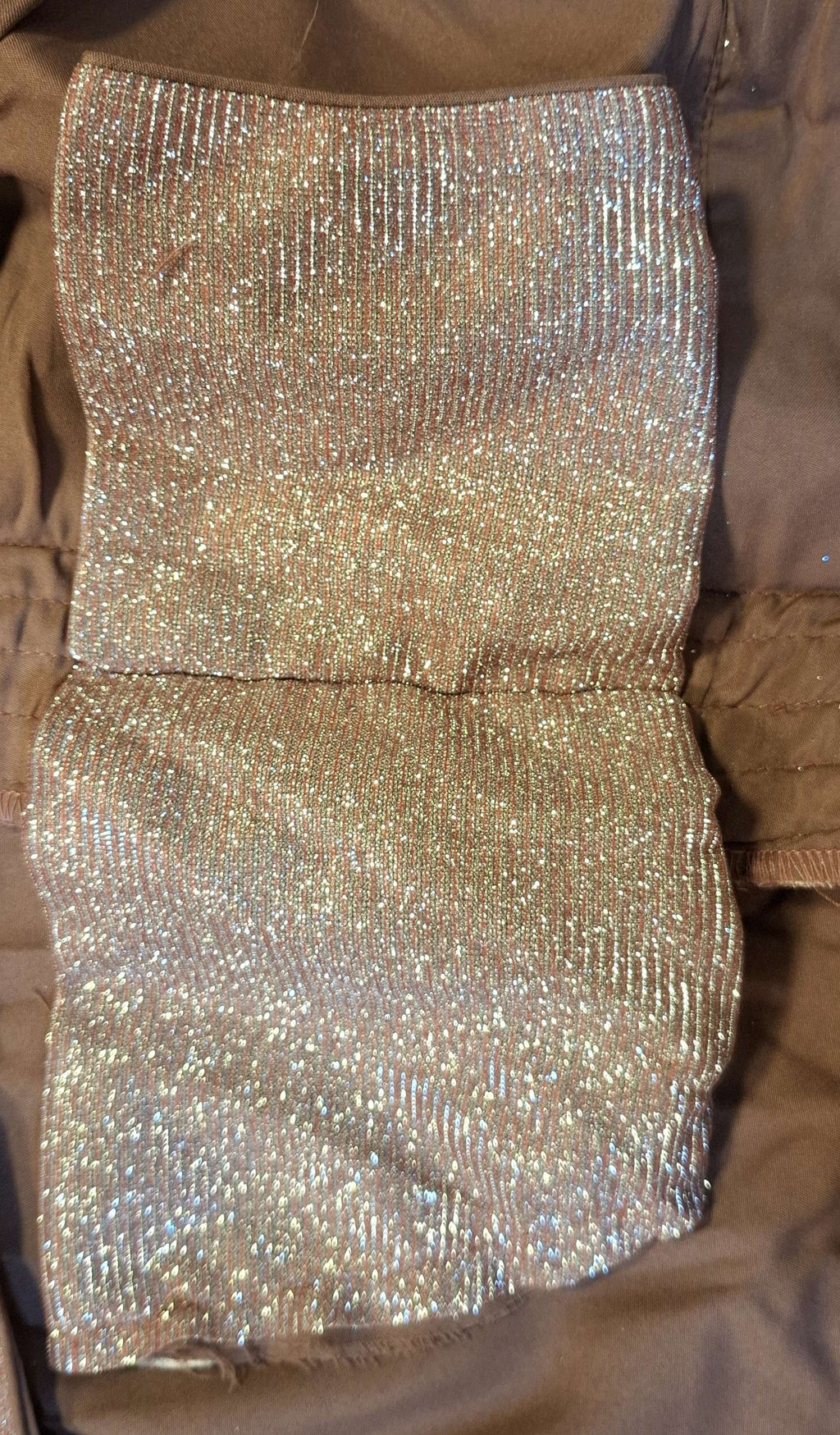 Dusty Pink Dual Tone Glitter Readymade V-Neck Blouse