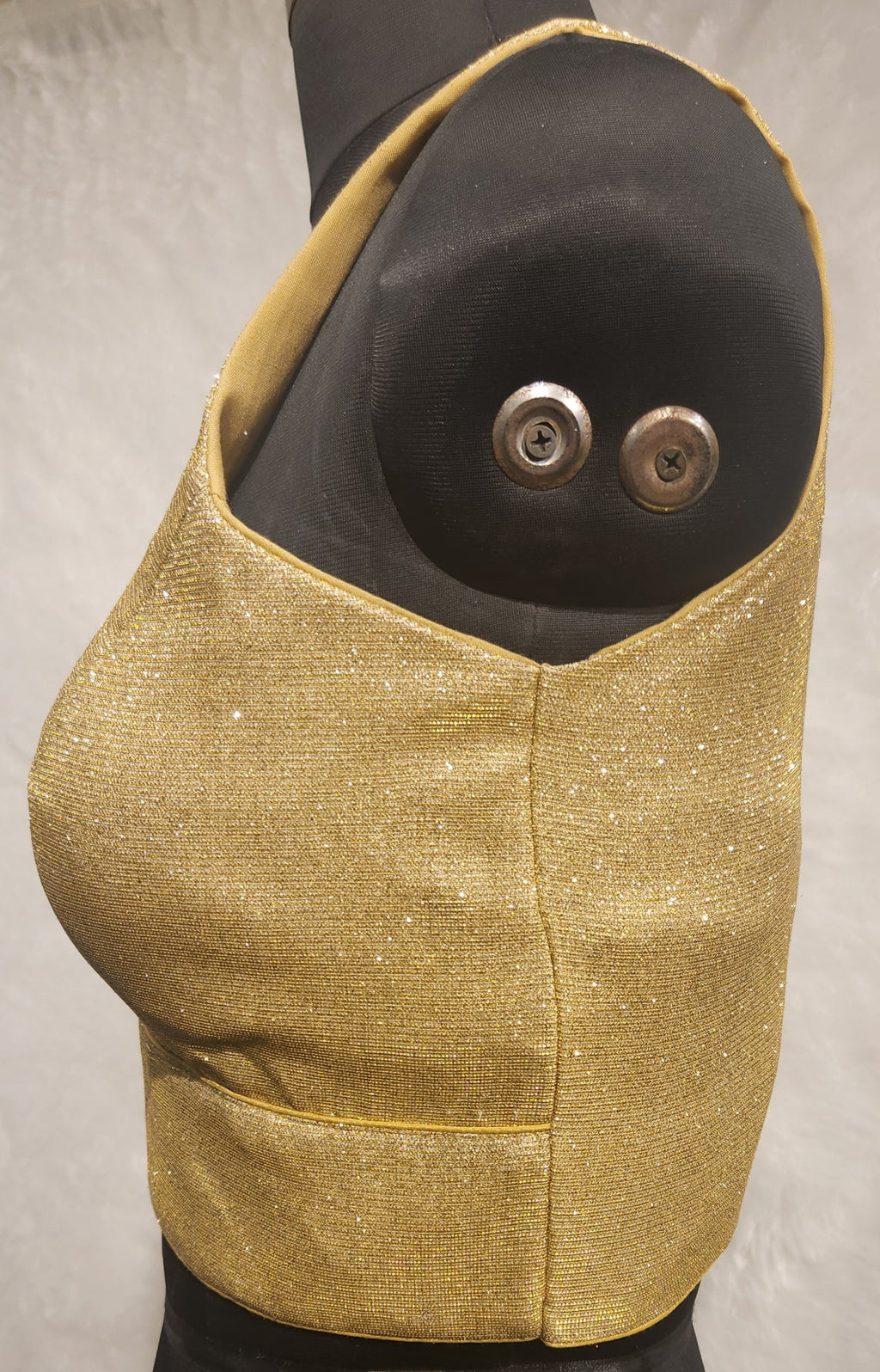 Gold Lustre Dual Tone Glitter Readymade V-Neck Blouse