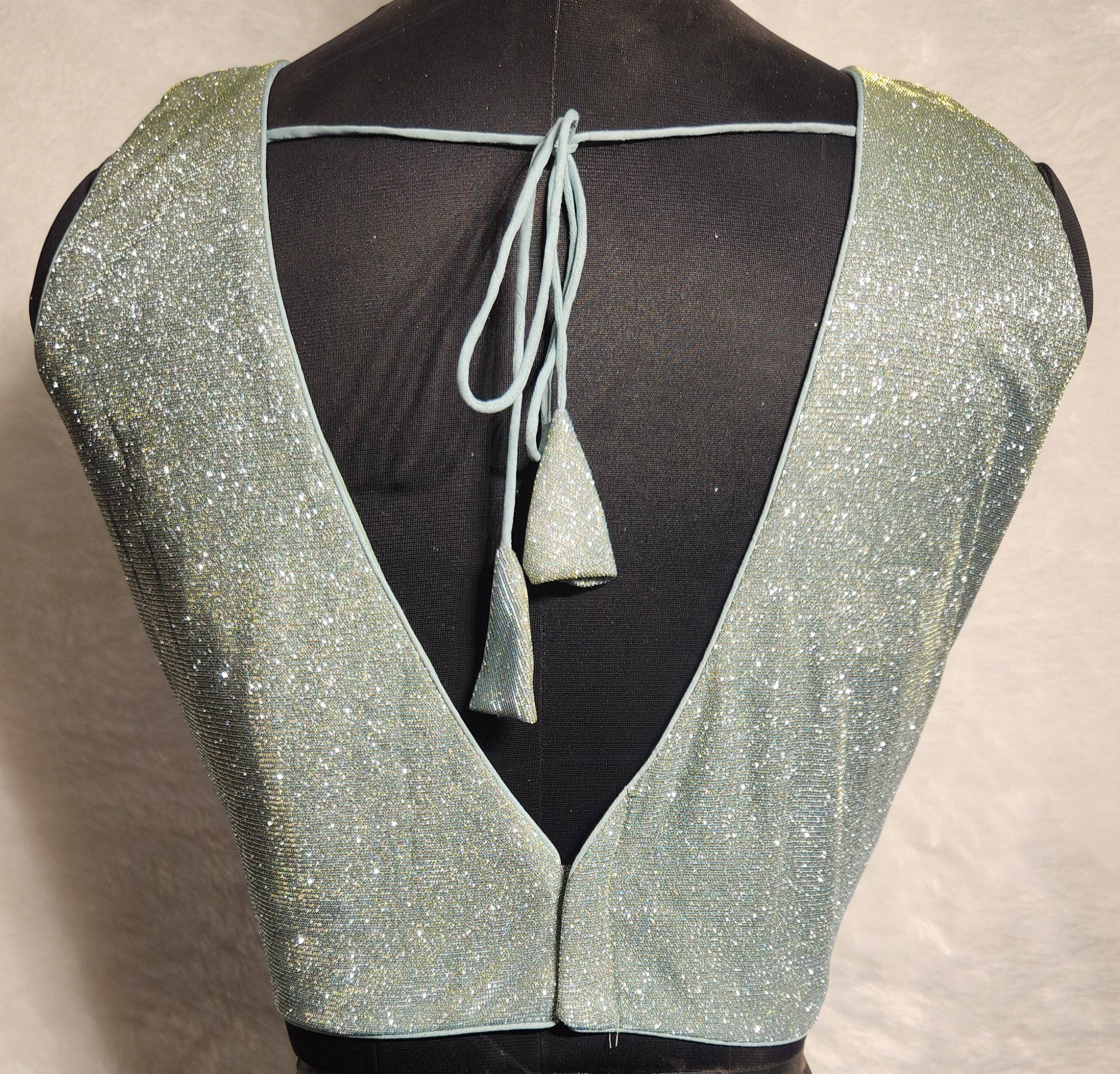 Misty Ocean Shimmer Dual Tone Glitter Readymade Blouse