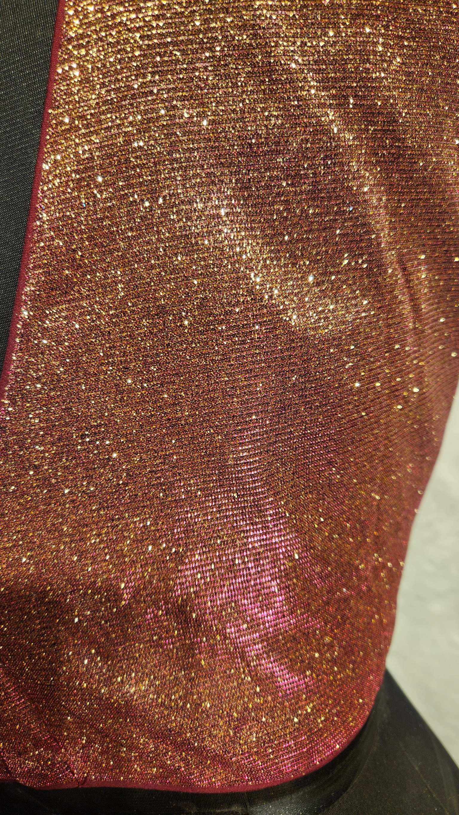 Maroon Golden Dual Tone Shimmer Glitter Fabric Readymade Blouse