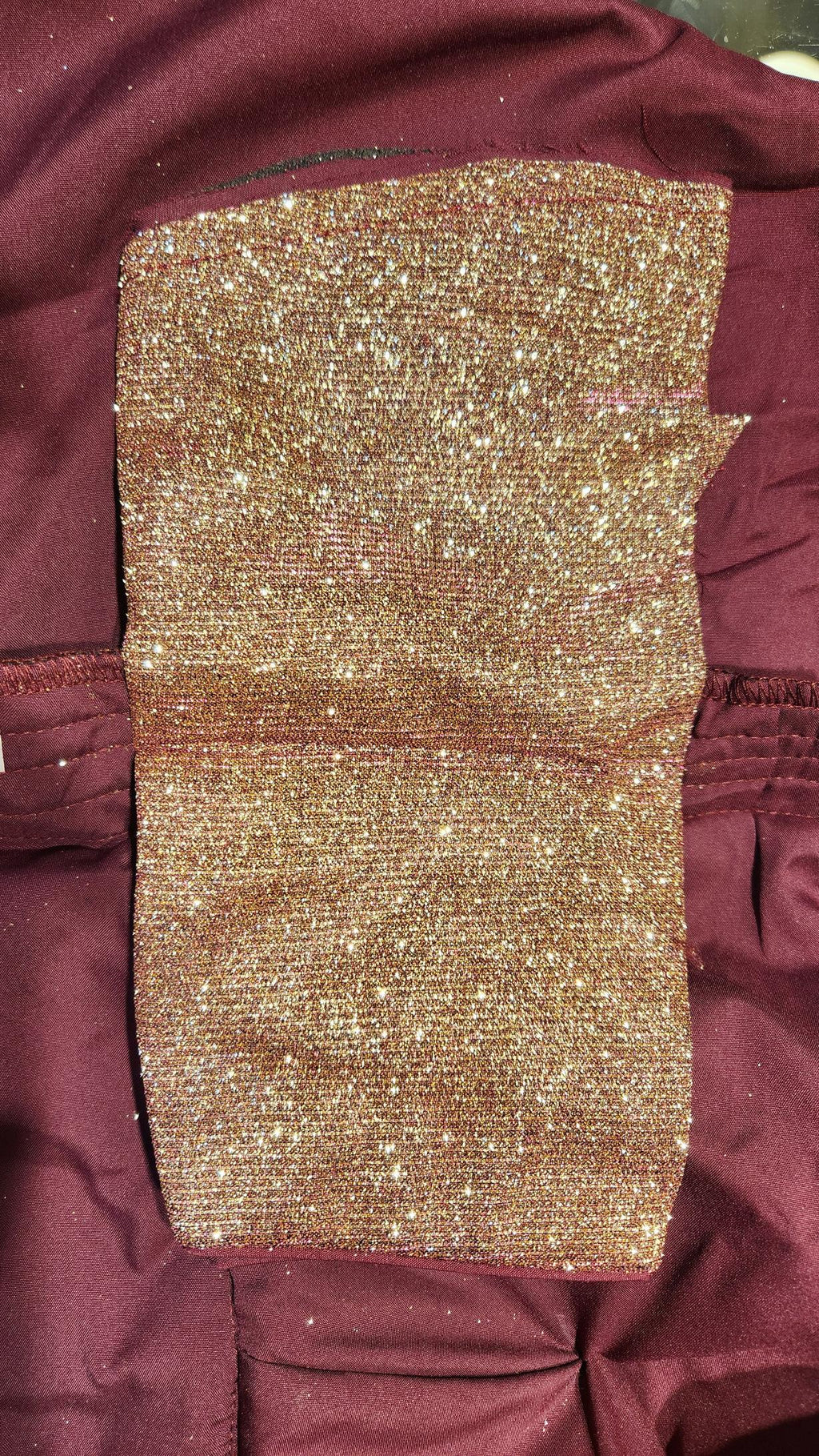 Maroon Golden Dual Tone Shimmer Glitter Fabric Readymade Blouse