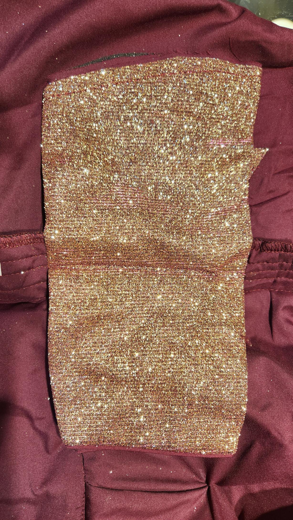 Maroon Golden Dual Tone Shimmer Glitter Fabric Readymade Blouse