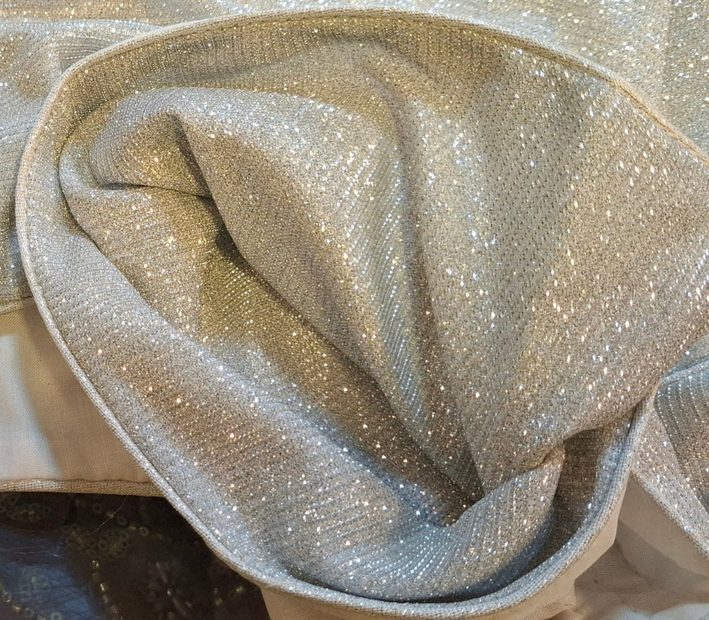 Silver Shimmer Dual Tone Glitter V-Neck Readymade Blouse