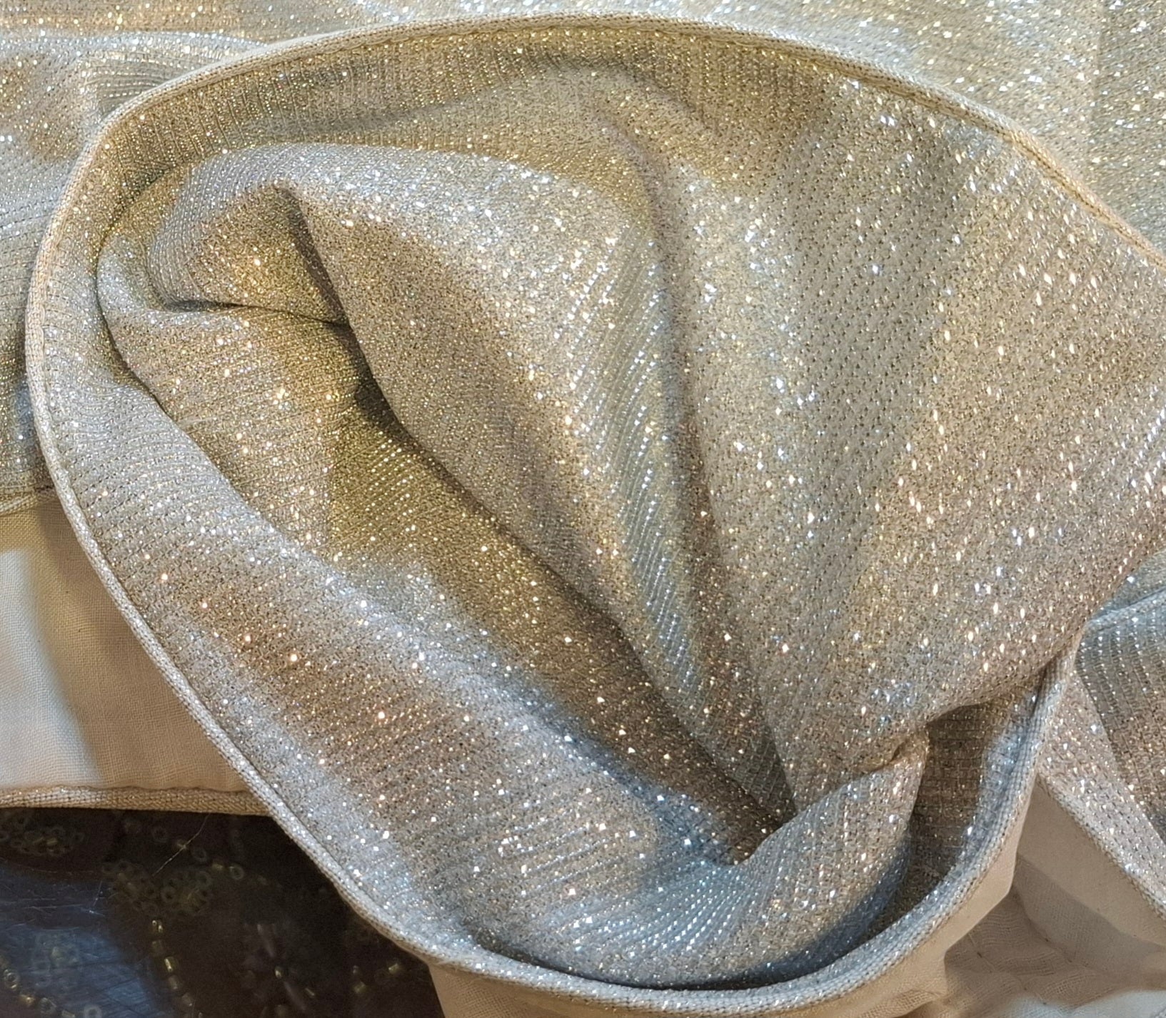 Silver Shimmer Dual Tone Glitter V-Neck Readymade Blouse