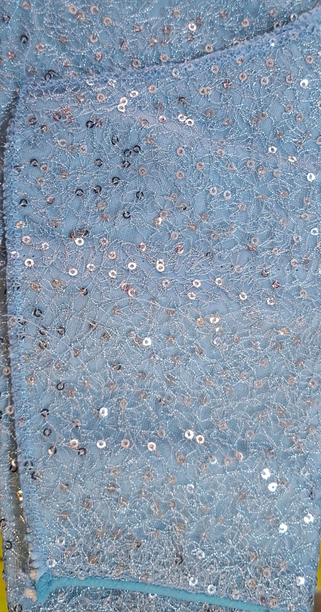 Powder Blue All Over Silver Sequins Readymade Blouse