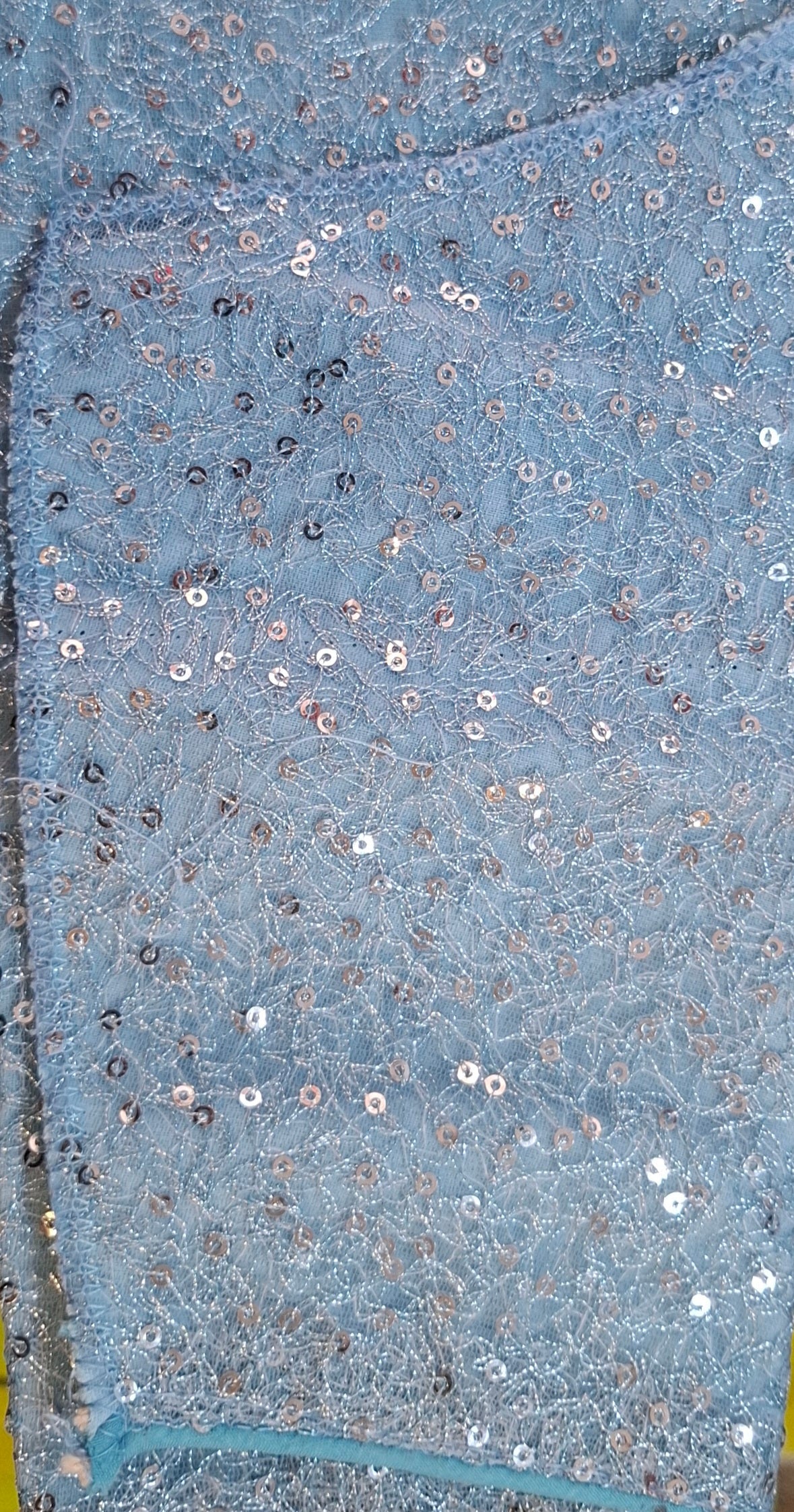 Powder Blue All Over Silver Sequins Readymade Blouse