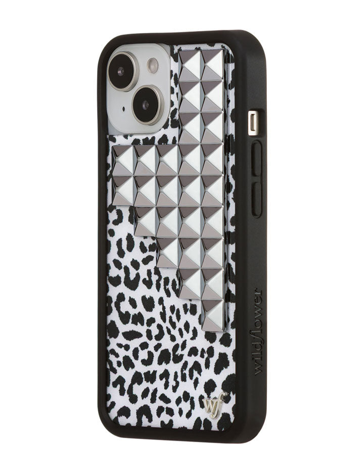 Snow Meow Stud iPhone Case in Black and White Leopard Print - Image 26