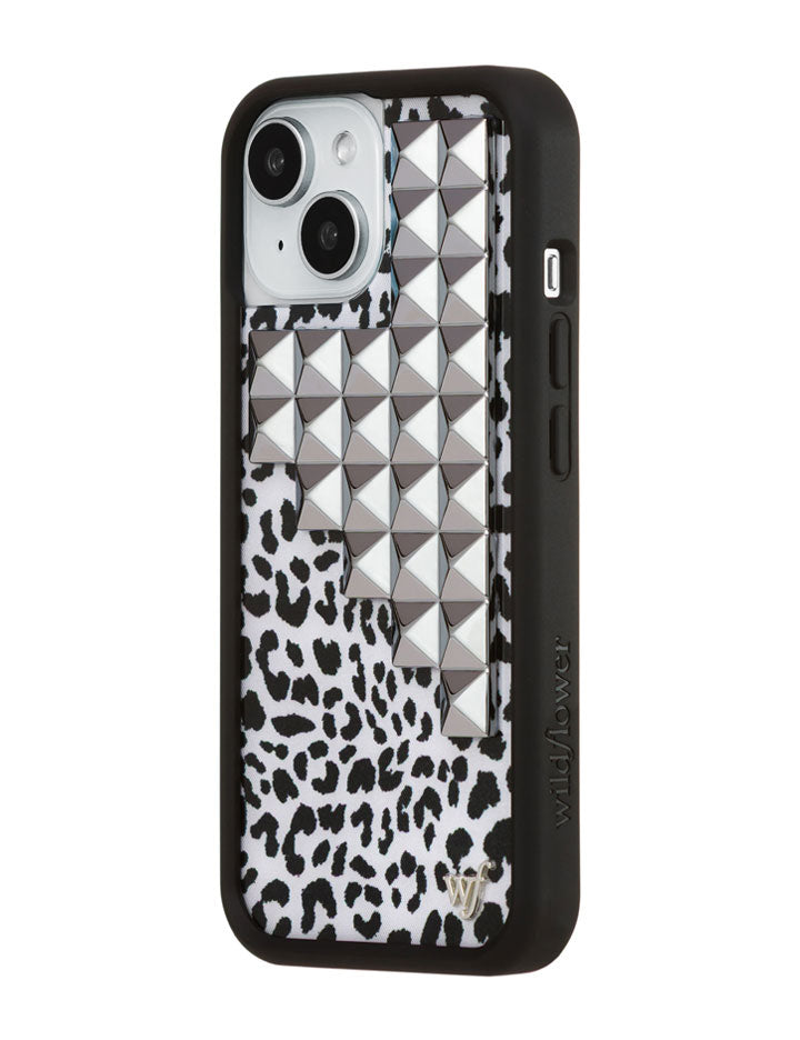 Snow Meow Stud iPhone Case in Black and White Leopard Print - Image 24