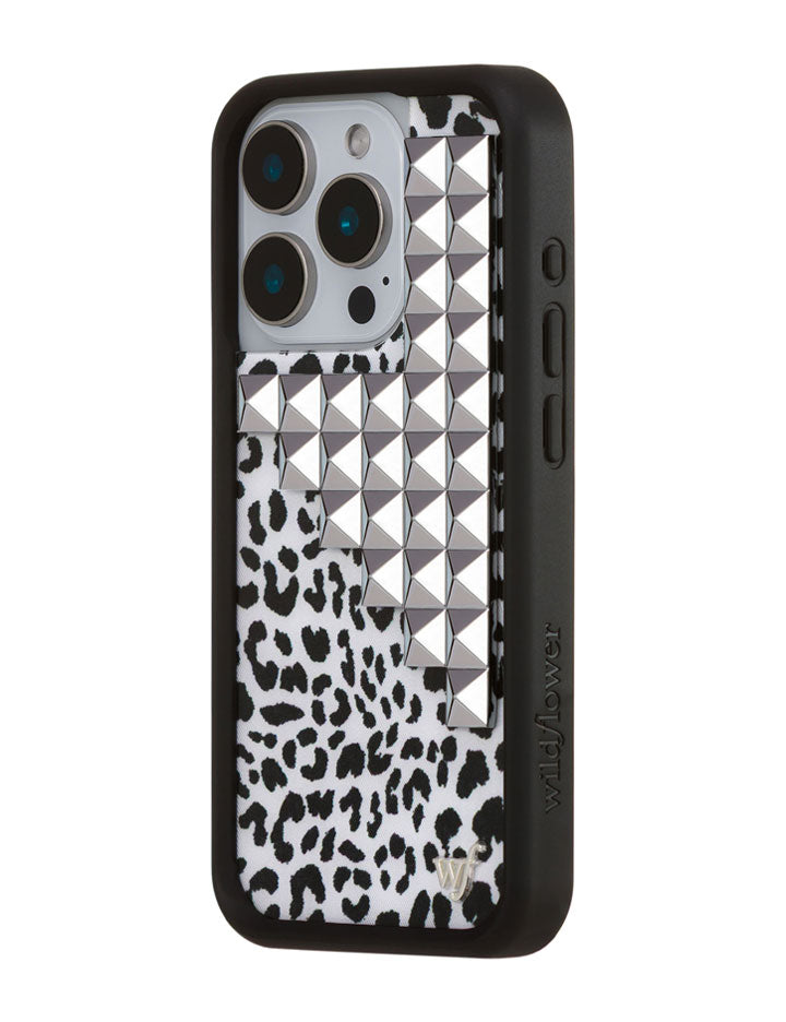 Snow Meow Stud iPhone Case in Black and White Leopard Print - Image 22