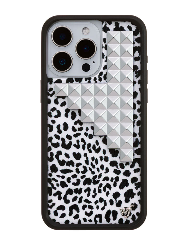 Snow Meow Stud iPhone Case in Black and White Leopard Print - Image 19