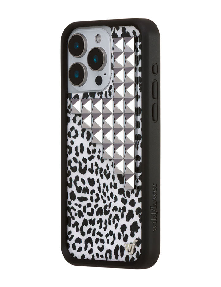 Snow Meow Stud iPhone Case in Black and White Leopard Print - Image 20