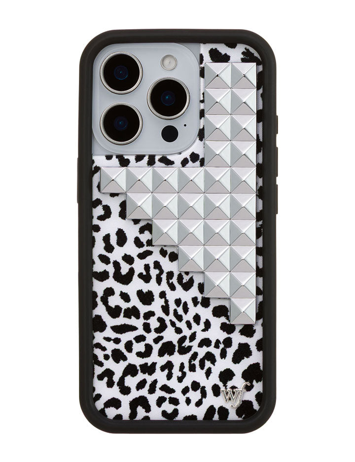 Snow Meow Stud iPhone Case in Black and White Leopard Print - Image 15