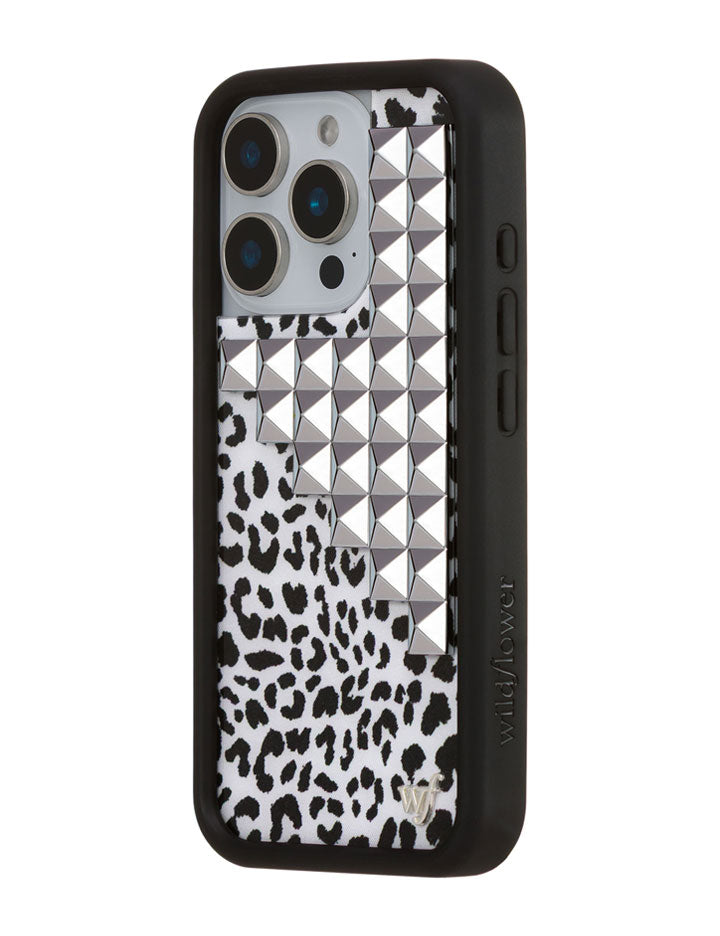 Snow Meow Stud iPhone Case in Black and White Leopard Print - Image 16