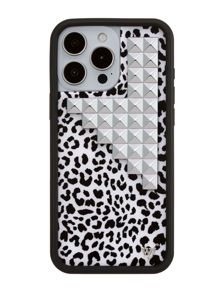 Snow Meow Stud iPhone Case in Black and White Leopard Print - Image 13