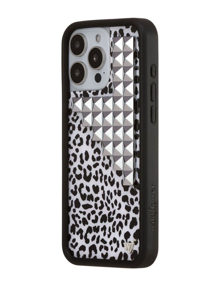 Snow Meow Stud iPhone Case in Black and White Leopard Print - Image 14