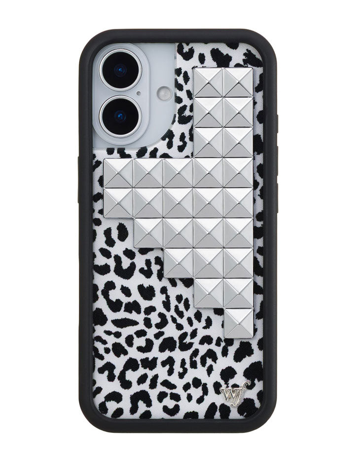 Snow Meow Stud iPhone Case in Black and White Leopard Print - Image 7