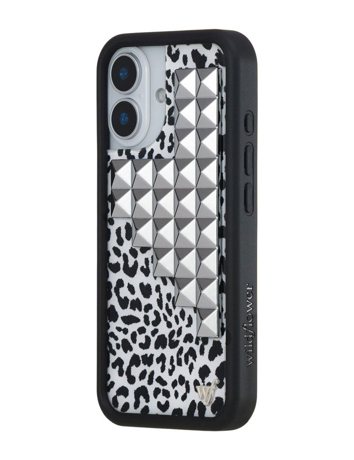 Snow Meow Stud iPhone Case in Black and White Leopard Print - Image 8
