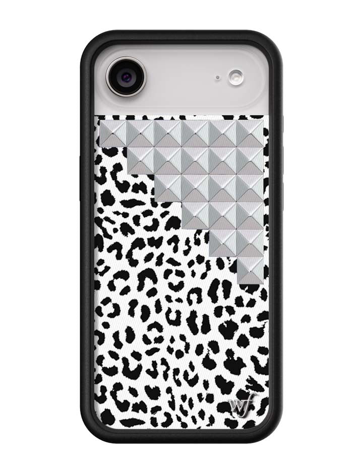 Snow Meow Stud iPhone Case in Black and White Leopard Print - Image 10