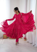 Prazu Fashion Pink Mal Chanderi Silk Real Mirror With Hand Work Anarkali Suit