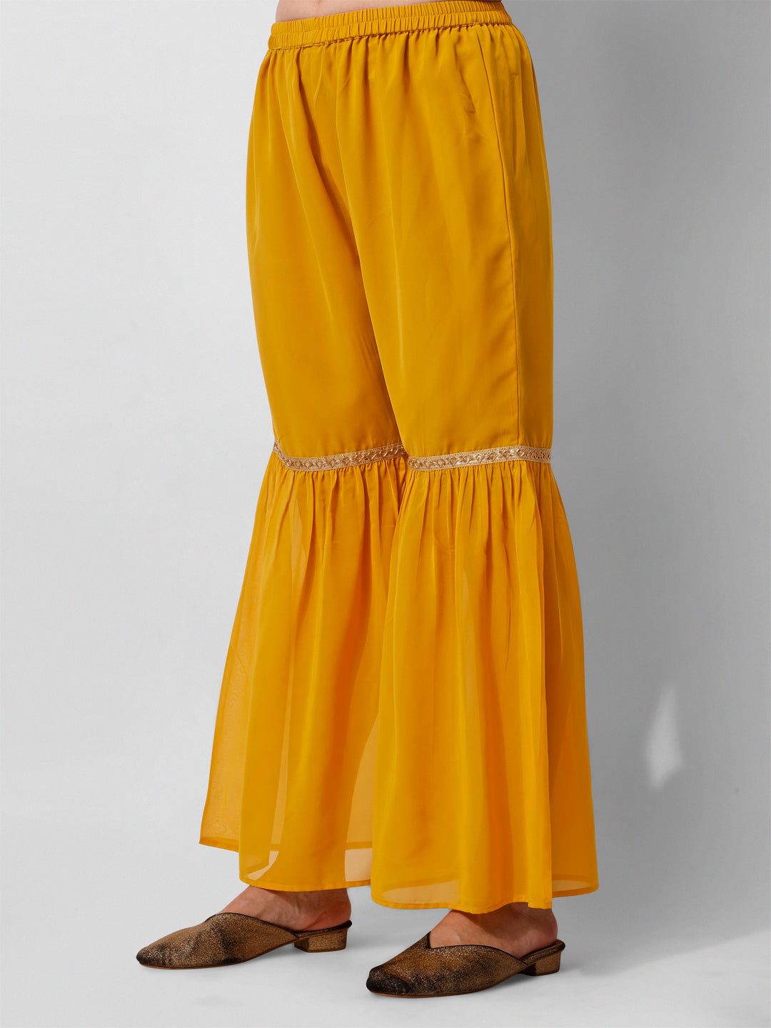 Hand Embroidered Kurta with Sharara and Dupatta Set
