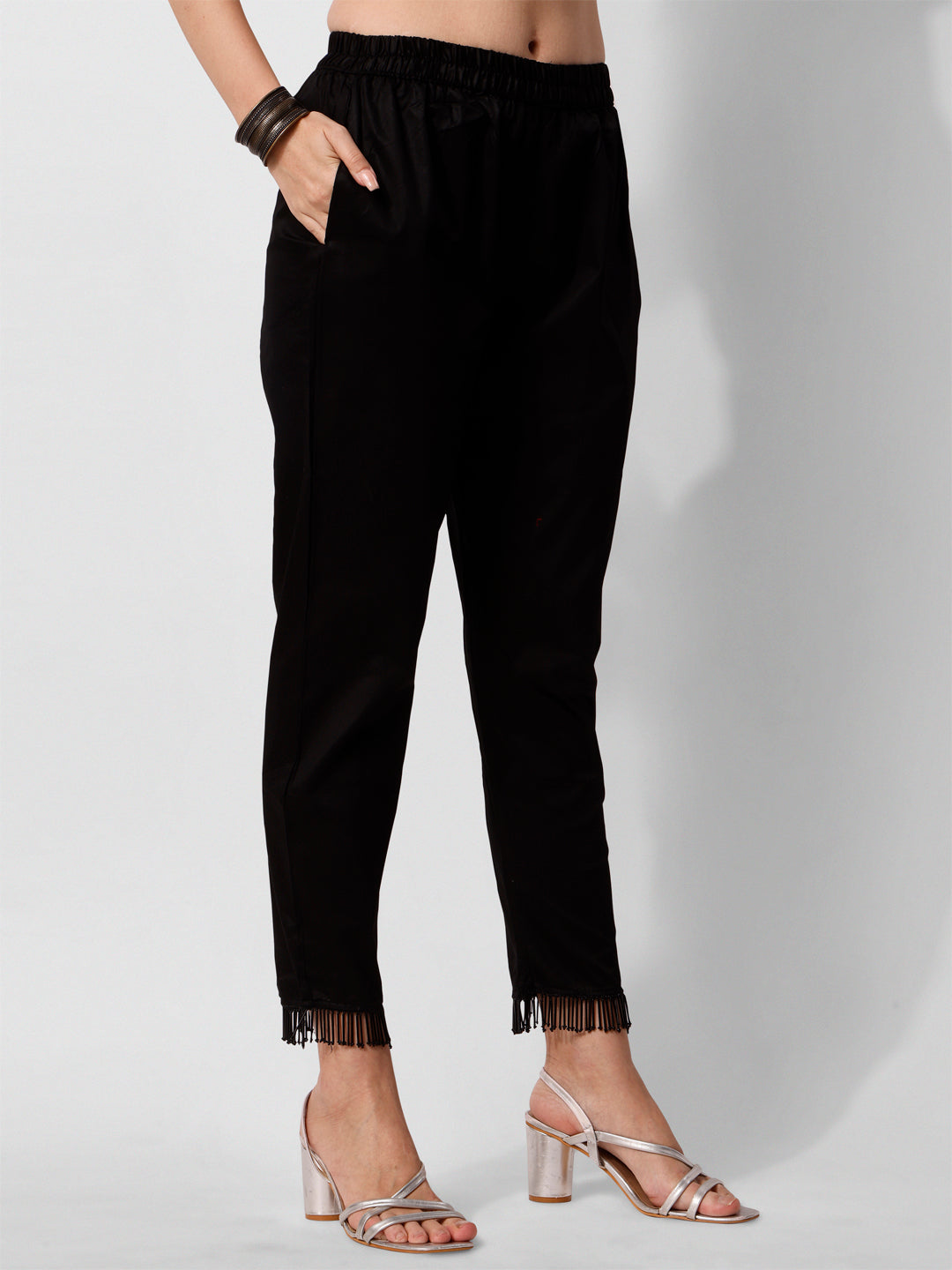Black Georgette Kurta Set with Multicolor Dupatta and Pant