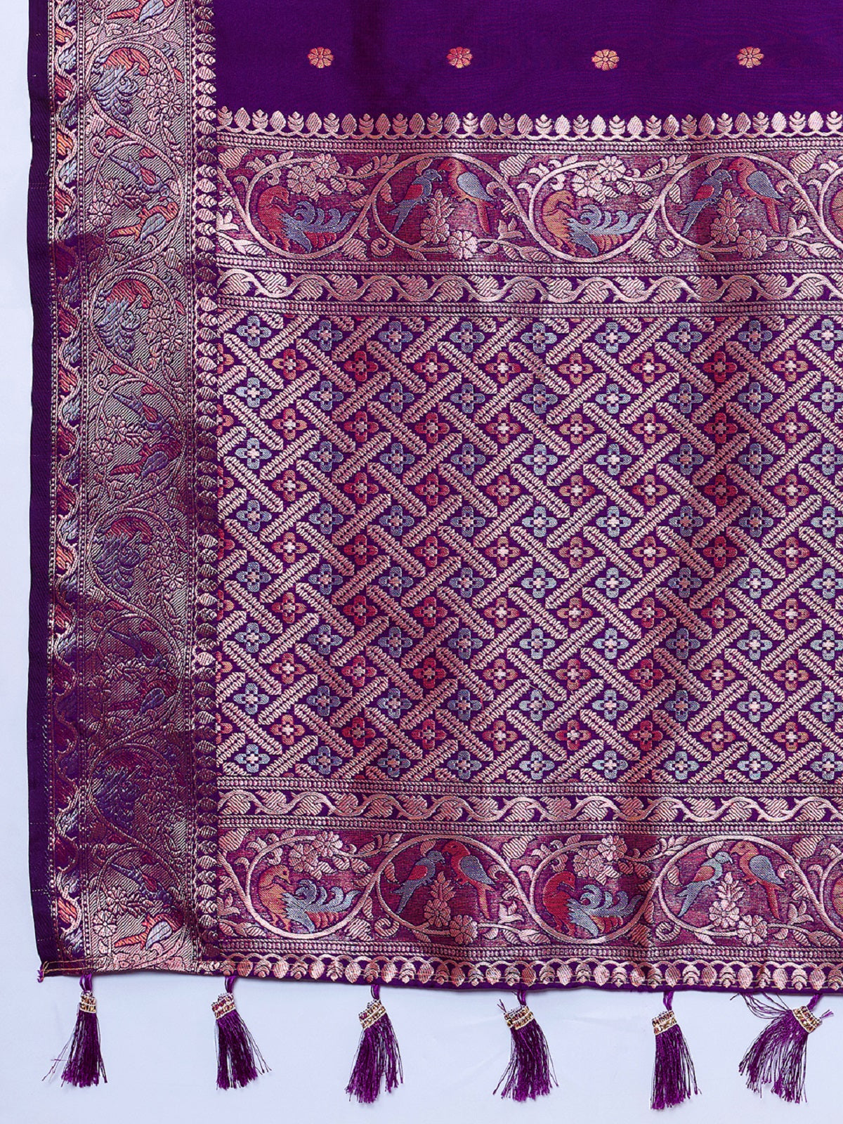 Deep Purple Kanjivaram Silk Wedding Saree With Jari Work