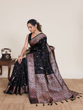 Black Kanjivaram Silk Wedding Saree with Gold & Silver Jari Work