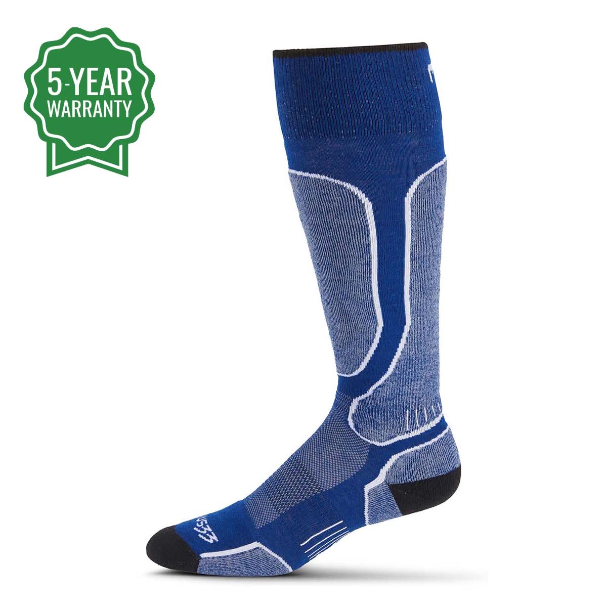 Unisex Merino Wool Snowboard Socks in black with over-the-calf fit and light padding