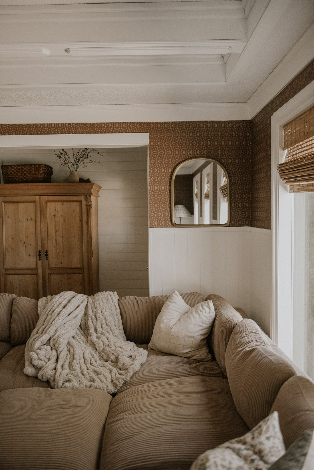 Zara Tan and Brown Geometric Bohemian Wallpaper