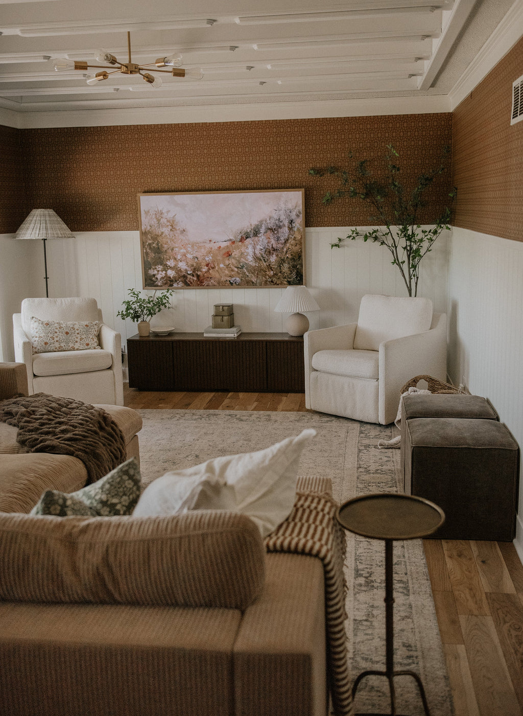 Zara Tan and Brown Geometric Bohemian Wallpaper