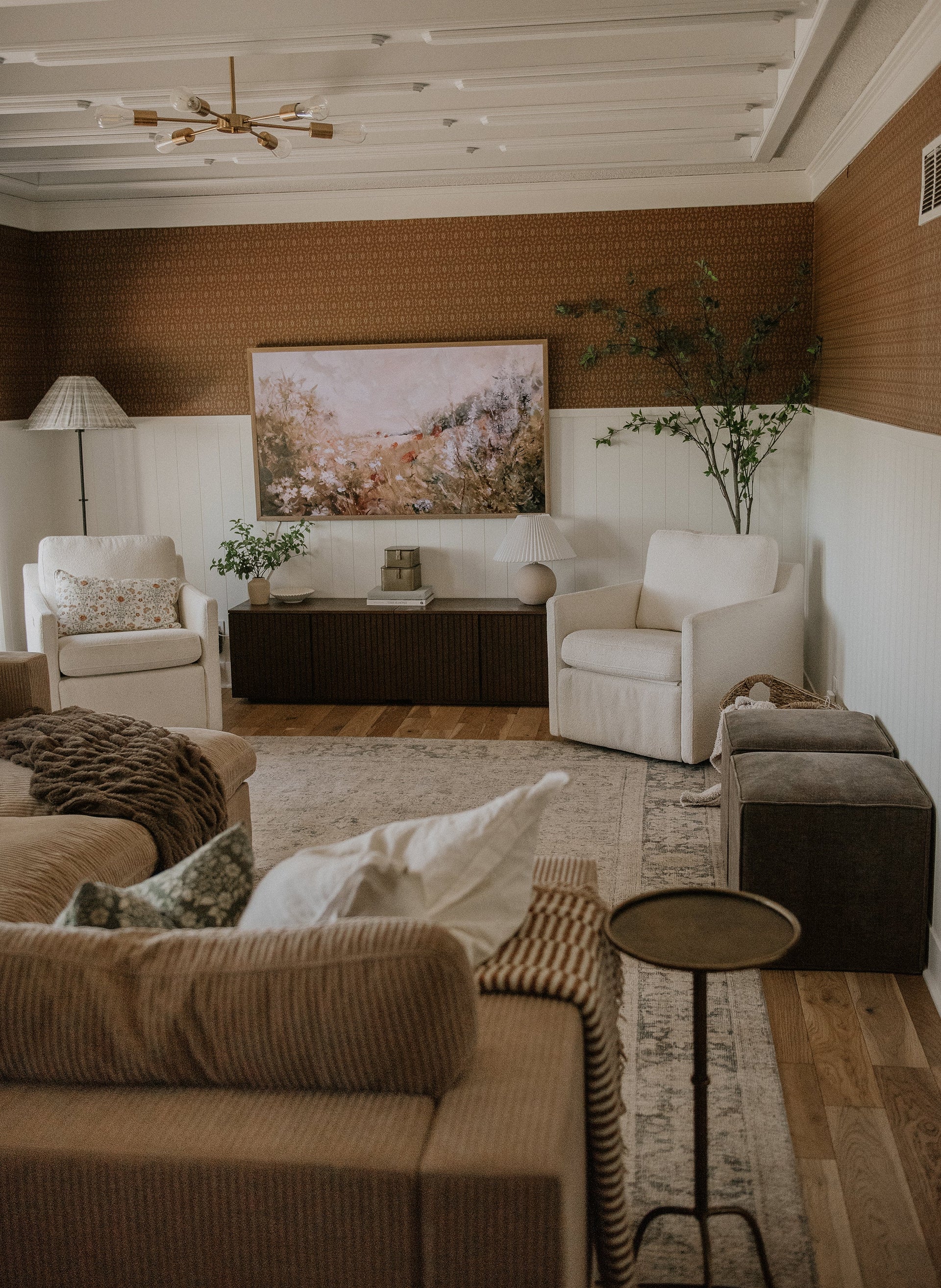 Zara Tan and Brown Geometric Bohemian Wallpaper