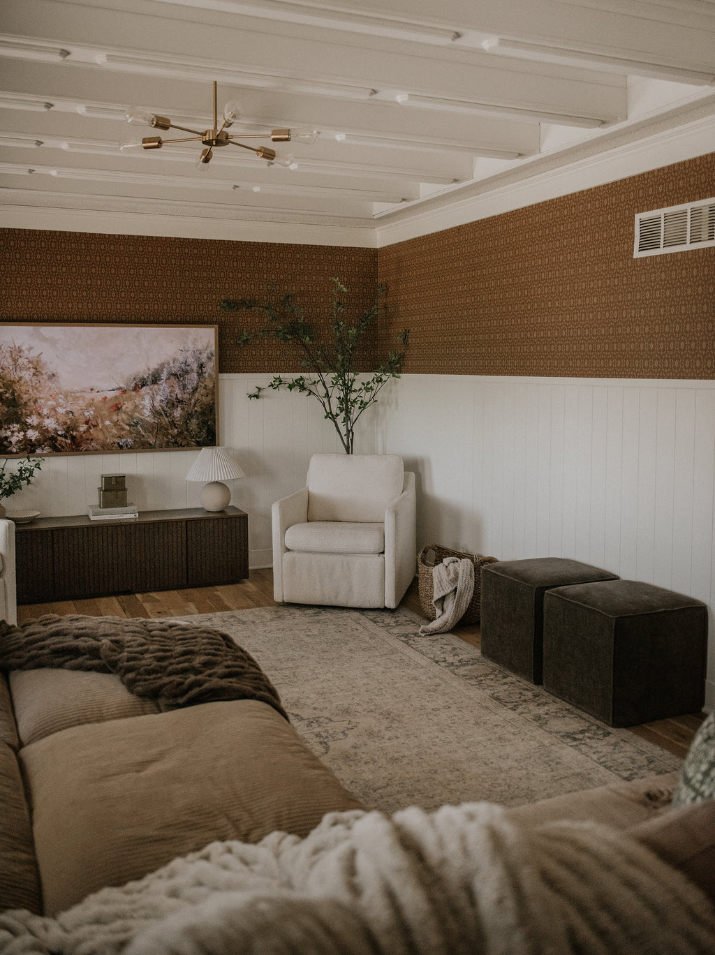 Zara Tan and Brown Geometric Bohemian Wallpaper